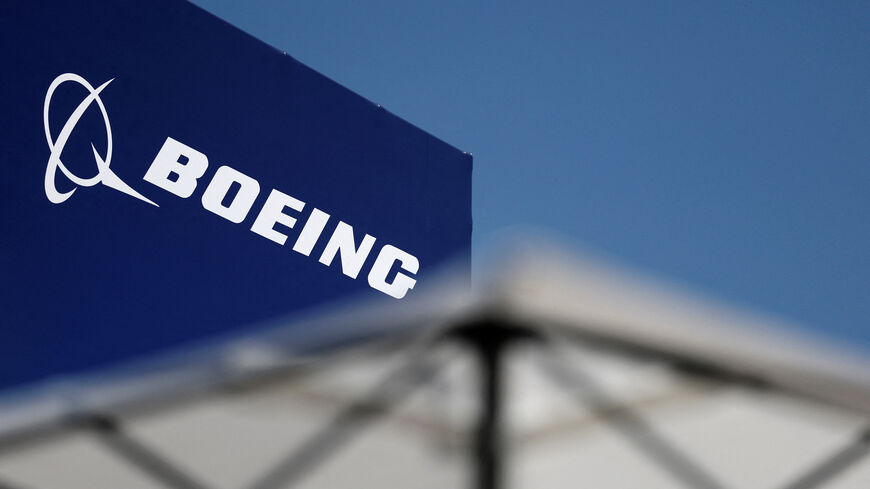 The logo of Boeing is seen at the 55th International Paris Airshow at Le Bourget Airport near Paris, France, June 20, 2025. REUTERS/Benoit Tessier/Pool