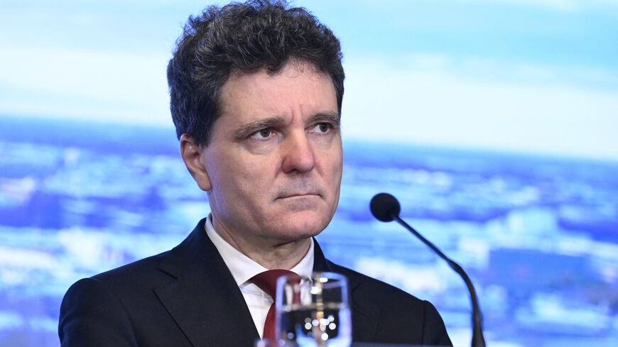 Romania's President Nicusor Dan attends a press conference on the day of the Eastern Flank Summit in Helsinki, Finland December 16, 2025.   Lehtikuva/Heikki Saukkomaa/via REUTERS