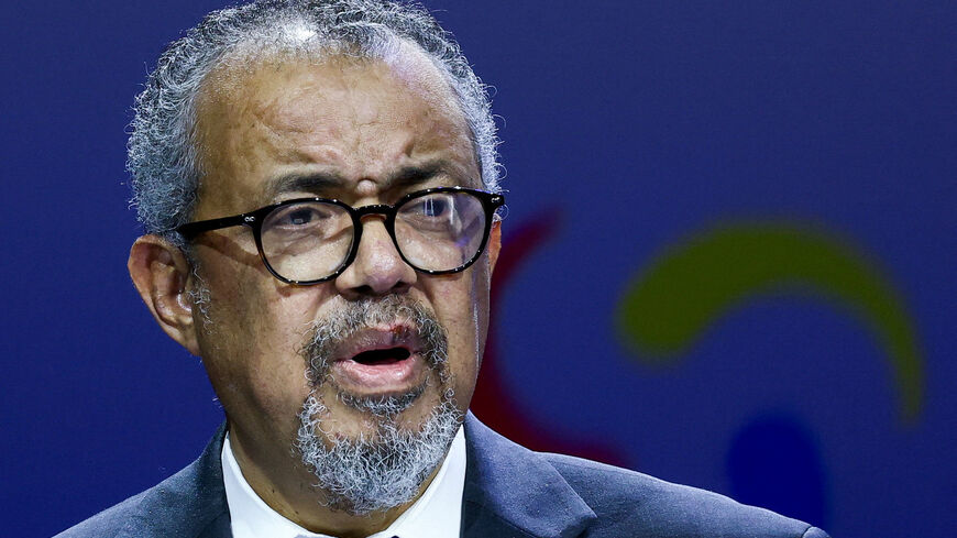 FILE PHOTO: Director-General of the World Health Organization Tedros Adhanom Ghebreyesus speaks on the sidelines of a G20 summit in Johannesburg, South Africa, November 21, 2025. REUTERS/Yves Herman/File Photo