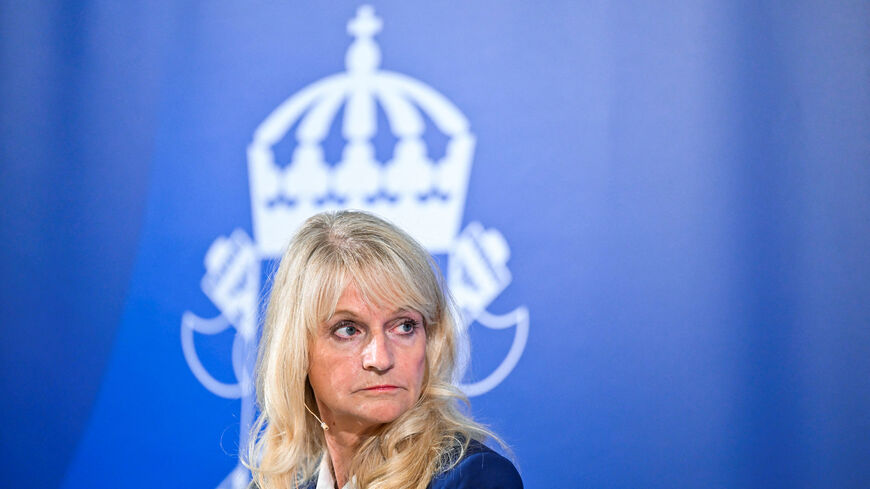 Sweden's Security Police Chief Charlotte von Essen attends a press conference at the Security Police regarding the deteriorating security situation, in Stockholm, Sweden, 17 August, 2023. Henrik Montgomery/TT News Agency/via REUTERS