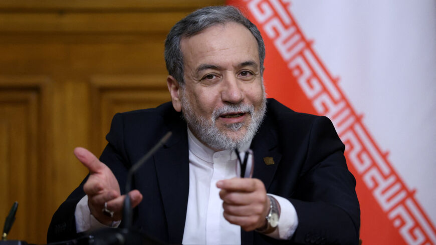 FILE PHOTO: Iranian Foreign Minister Abbas Araqchi speaks during a press conference following talks with Russian Foreign Minister Sergei Lavrov in Moscow, Russia, December 17, 2025. REUTERS/Ramil Sitdikov/Pool/ File Photo