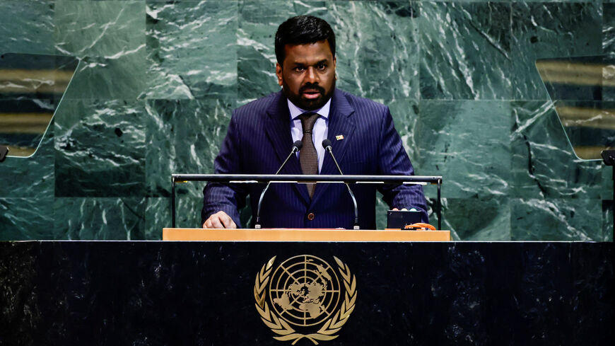 FILE PHOTO: Sri Lanka's President Anura Kumara Dissanayake addresses the 80th United Nations General Assembly at U.N. headquarters in New York, U.S., September 24, 2025. REUTERS/Eduardo Munoz/File Photo