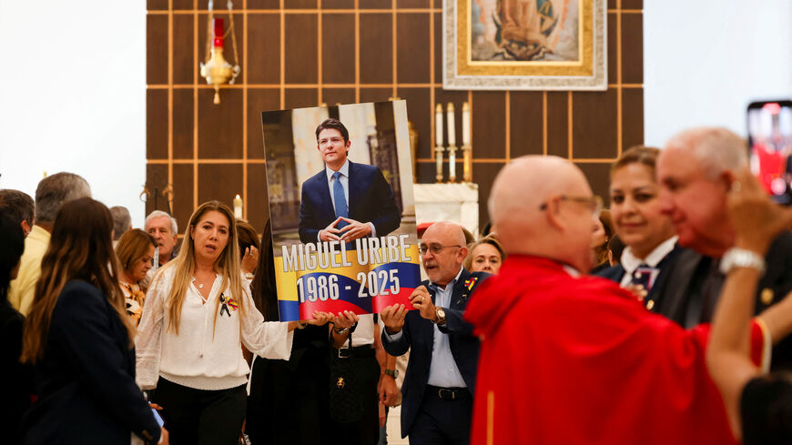 People attend a Memorial Mass in remembrance of Colombian politician Miguel Uribe, in Miami, Florida, U.S., August 14, 2025.   REUTERS/Eva Marie Uzcategui
