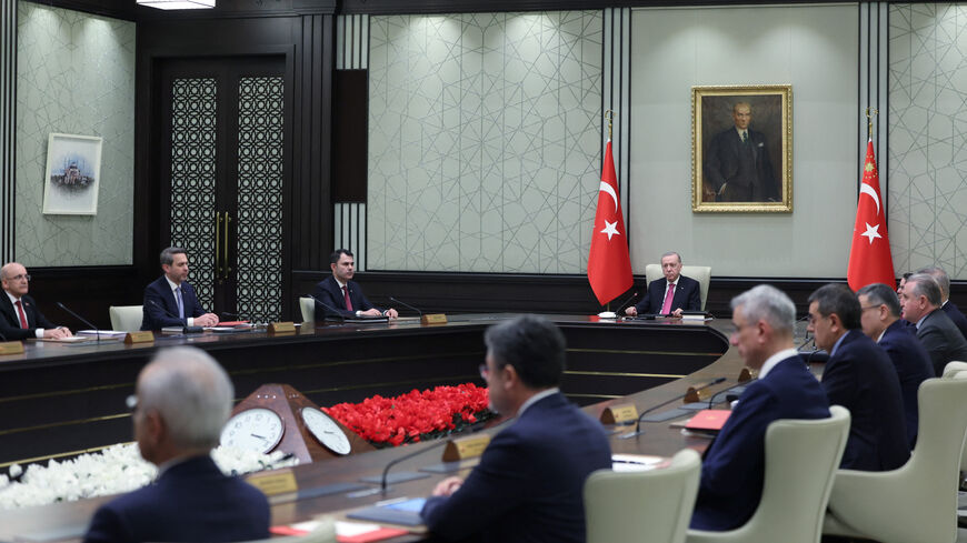 Turkey’s President Tayyip Erdogan chairs a cabinet meeting in Ankara, Turkey, March 9, 2026. Mustafa Kamaci/Presidential Press Office/Handout via REUTERS