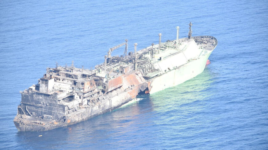 FILE PHOTO: A Russian LNG tanker, Arctic Metagaz, damaged earlier this month and currently adrift without crew, floats in international waters in the Mediterranean Sea between Malta and the Italian islands of Lampedusa and Linosa, in this handout picture released on March 13, 2026. Marina Militare/Handout via REUTERS/File Photo