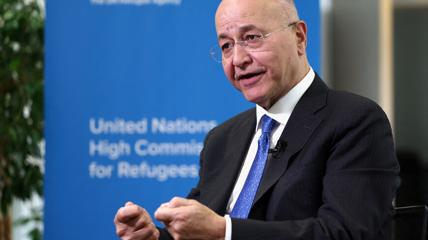 United Nations High Commissioner for Refugees Barham Salih speaks during an interview with Reuters in Brussels, Belgium March 25, 2026.  REUTERS/Yves Herman