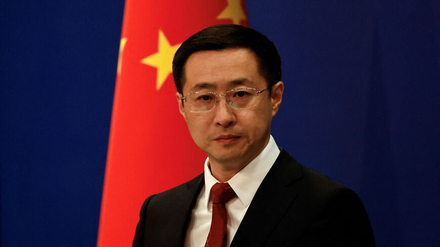 Chinese Foreign Ministry spokesperson Lin Jian attends a press conference in Beijing, China April 10, 2025. REUTERS/Tingshu Wang