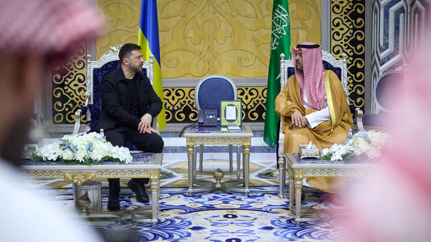 Ukraine's President Volodymyr Zelenskiy meets Deputy Governor of Makkah Region Prince Saud bin Mishaal bin Abdulaziz during his visit to Jeddah, Saudi Arabia, March 26, 2026. Ukrainian Presidential Press Service/Handout via REUTERS