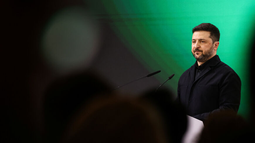 Ukrainian President Volodymyr Zelenskiy speaks during the Munich Security Conference (MSC) in Munich, Germany, February 14, 2026. REUTERS/Liesa Johannssen