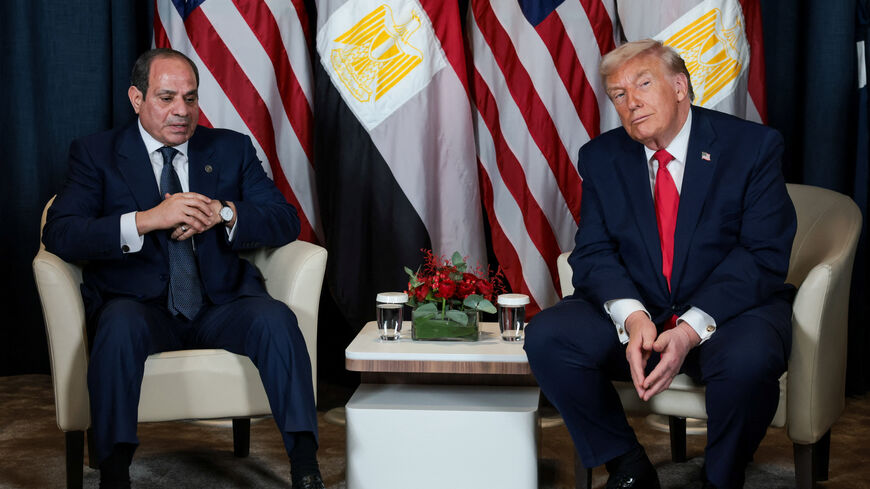 U.S. President Donald Trump holds a bilateral meeting with Egyptian President Abdel Fattah al-Sisi at the World Economic Forum (WEF) in Davos, Switzerland, January 21, 2026. REUTERS/Jonathan Ernst