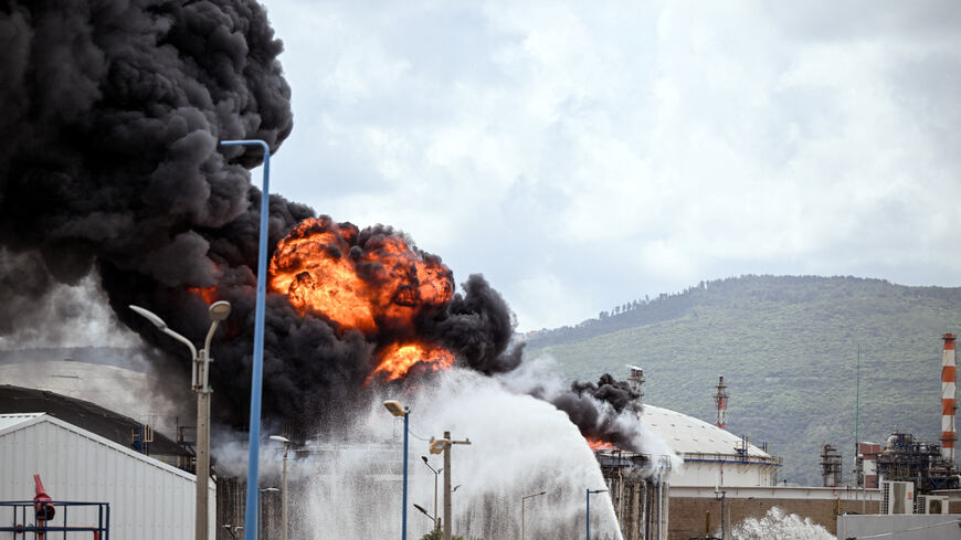 A blaze after Israel's Fire and Rescue Service said that an industrial building and a fuel tanker at Israel's Oil Refineries were hit by debris from an intercepted Iranian missile, amid the U.S.-Israel conflict with Iran, in Haifa, Israel March 30, 2026. REUTERS/Rami Shlush