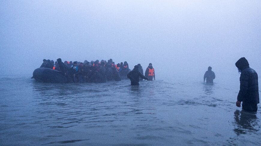 Migrants off the coast of France in March 2026