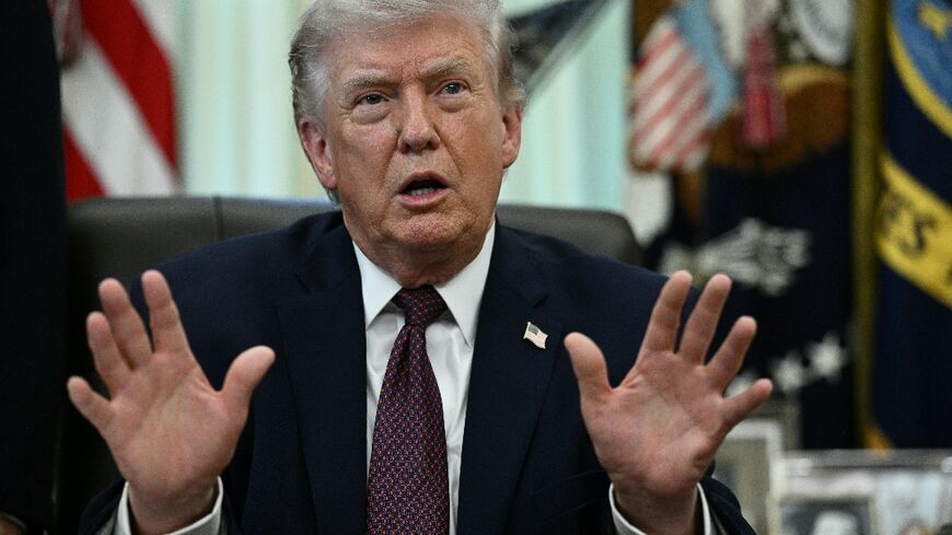 US President Donald Trump speaking to journalists in the Oval Office on Tuesday