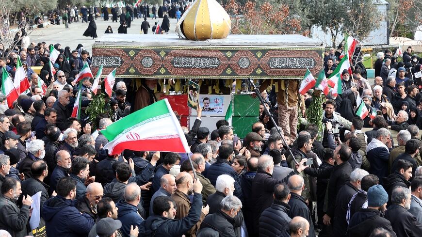 The funeral ceremony of Iran's Revolutionary Guards spokesperson Ali Mohammad Naini, who was killed in US-Israeli strikes, in Tehran