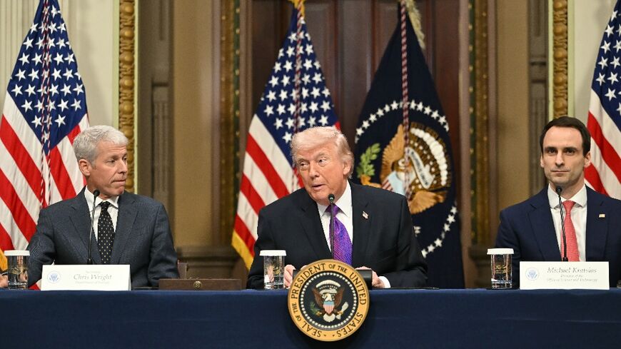 US President Donald Trump spoke on Iran at the start of a meeting with tech bosses