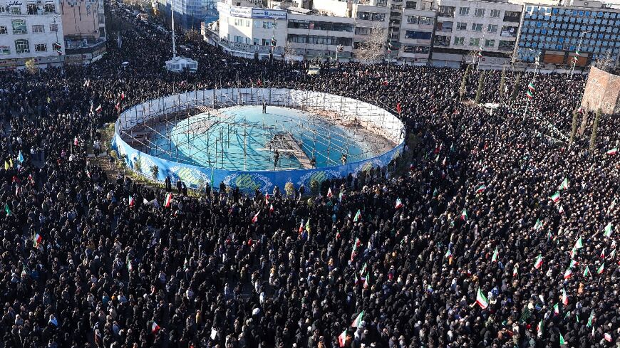 People gather to mourn the death of Iran’s supreme leader Ayatollah Ali Khamenei in Tehran on March 1, 2026