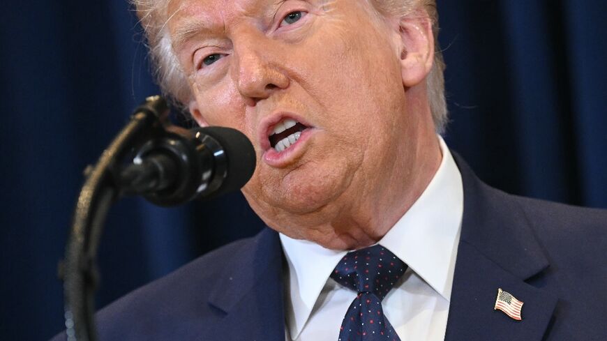 US President Donald Trump speaks during a press conference at Trump National Doral in Miami, Florida
