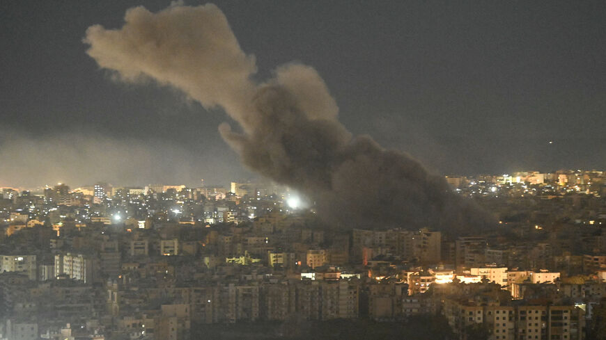 Smoke rises after an Israeli airstrike targeted an area in Beirut's southern suburbs on March 7, 2026. (Photo by FADEL itani / AFP via Getty Images)