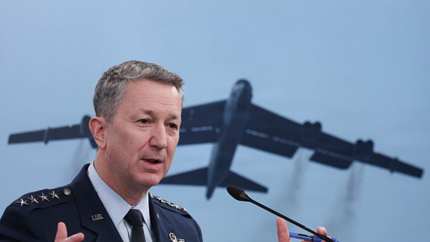 Chairman of the Joint Chiefs of Staff Air Force General Dan Caine provides updates on military operations in Iran at the Pentagon on March 19, 2026 in Arlington, Virginia. (Win McNamee/Getty)