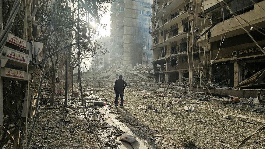 The site of overnight Israeli airstrikes in the southern suburbs of Beirut