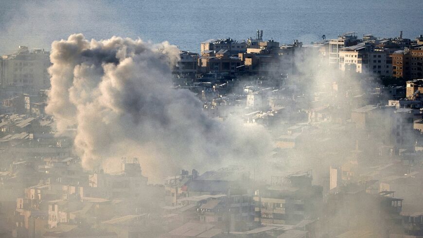 Smoke rises from the site of an Israeli airstrike in Beirut's southern suburbs 