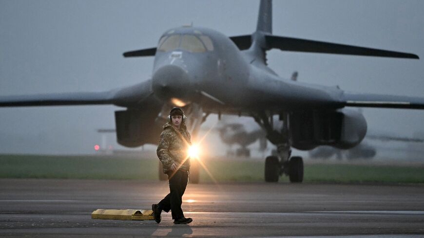A US Air Force B-1 Lancer bomber landed at Fairford on Saturday, an AFP photographer saw