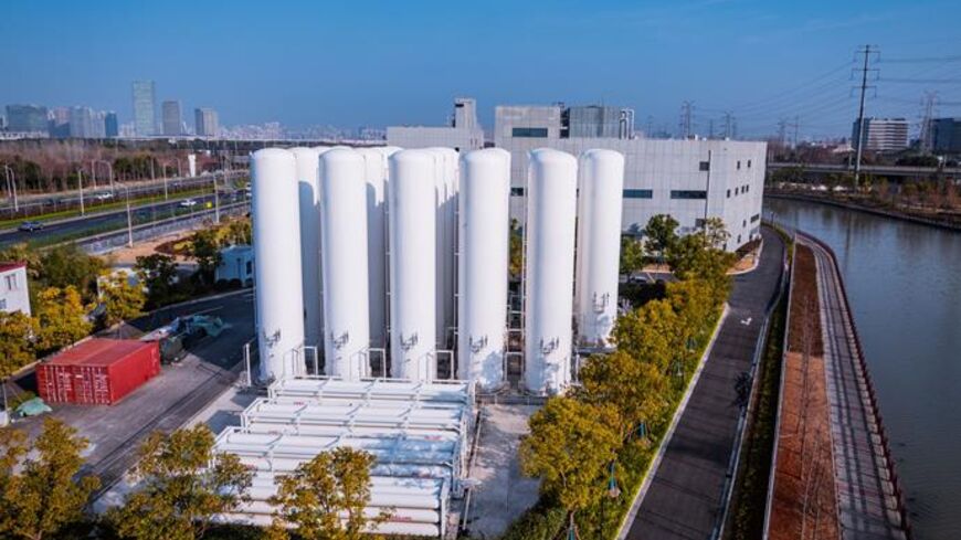 Aerial view of Helium and liquid nitrogen Tank. —  Getty Images