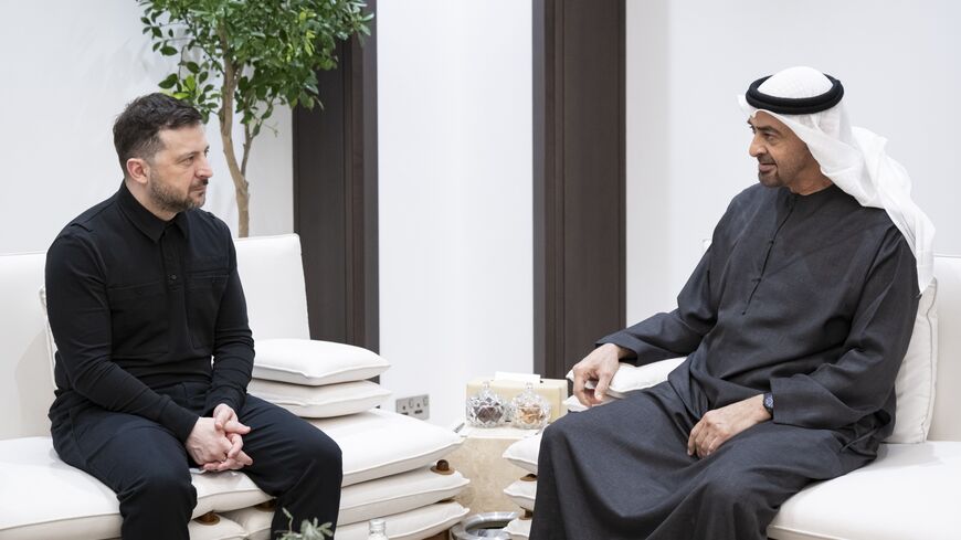 Ukrianian President Volodymyr Zelenskyy (L) meets Emirati President Muhammad bin Zayed Al Nahyan in Abu Dhabi on March 28, 2026. - X