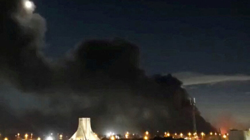 Smoke rises over Azadi Square following a strike, amid the U.S.-Israeli conflict with Iran, in Tehran, Iran, April 6, 2026, in this screengrab obtained from a social media video. Social Media via REUTERS