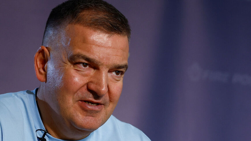 Denys Shtilerman, the Fire Point company chief designer and co-founder, speaks during an interview with Reuters, amid Russia's attack on Ukraine, in an undisclosed location in Ukraine, April 2, 2026. REUTERS/Valentyn Ogirenko