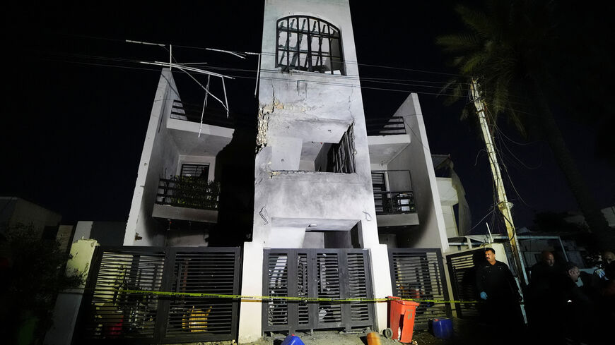 A view of a damaged building after powerful explosions were heard in Baghdad, Iraq April 8, 2026. REUTERS/Stringer
