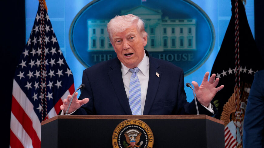U.S. President Donald Trump holds a press conference in the James S. Brady Press Briefing Room at the White House in Washington, D.C., U.S., April 6, 2026. REUTERS/Evan Vucci