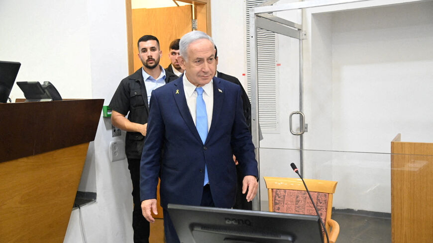 Israeli Prime Minister Benjamin Netanyahu attends his trial on corruption charges at the district court in Tel Aviv, Israel, 12 March 2025. Yair Sagi/Pool via REUTERS/File Photo