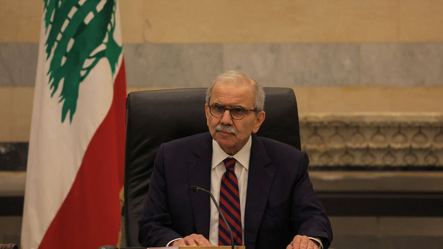 Lebanese Prime Minister Nawaf Salam leads a cabinet meeting, amid escalating hostilities between Israel and Hezbollah, as the U.S.-Israeli conflict with Iran continues, in Beirut, Lebanon, March 26, 2026. REUTERS/Mohamed Azakir