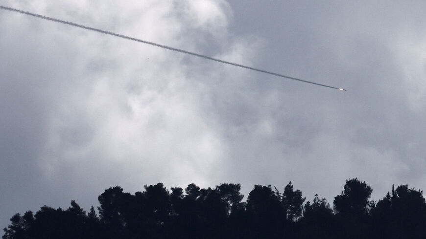 An Israeli anti-missile system operates for an interception, over the Israeli border with Lebanon, in northern Israel, April 9, 2026. REUTERS/Ammar Awad