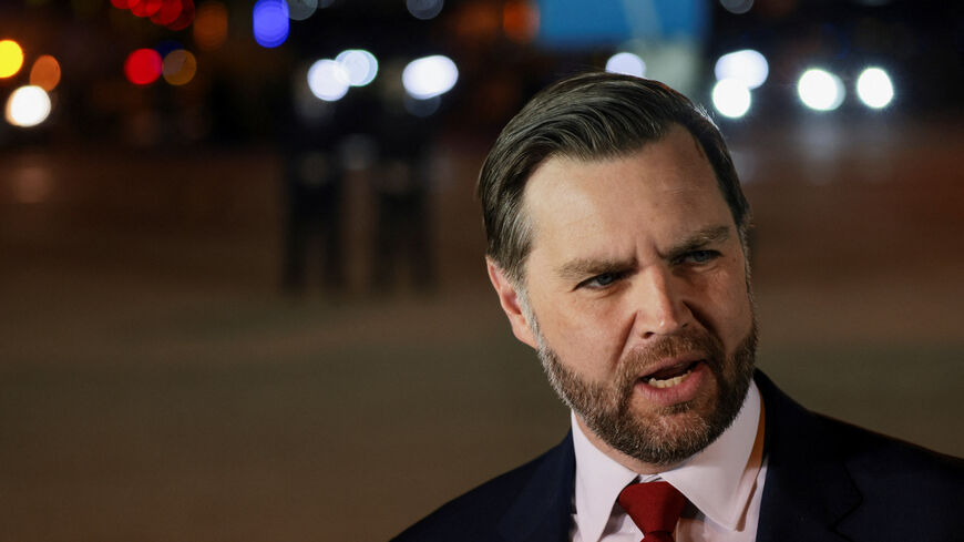 U.S. Vice President JD Vance speaks to the media before boarding Air Force Two to return to Washington, D.C. from Budapest Ferenc Liszt International Airport in Budapest, Hungary, April 8, 2026. REUTERS/Jonathan Ernst/Pool