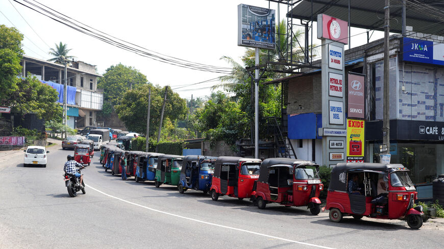 FILE PHOTO: Vehicles queue at a fuel station, as concerns grow over fuel supply following U.S.-Israel conflict with Iran, in Ratnapura, Sri Lanka, March 2, 2026. REUTERS/Thilina Kaluthotage/File Photo