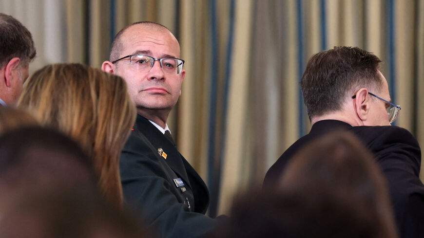 Israel's Military Secretary to the Prime Minister Roman Gofman waits before a joint press conference of U.S. President Donald Trump and Israeli Prime Minister Benjamin Netanyahu in the State Dining Room at the White House, in Washington, D.C., U.S., September 29, 2025. REUTERS/Jonathan Ernst
