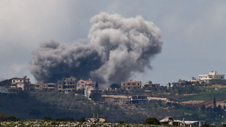 Smoke rises following an airstrike in Lebanon, as seen from Israeli side of the border, April 11, 2026. REUTERS/Amir Cohen