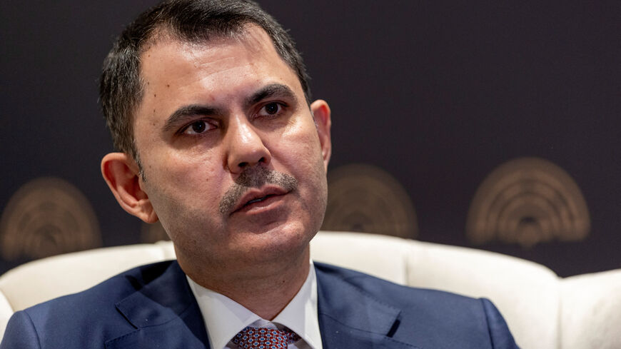 Turkey's Environment, Urbanization and Climate Change Minister Murat Kurum speaks during an interview with Reuters on the agenda of the United Nations' annual COP climate summit, which will take place in the Turkish resort of Antalya in November, in Antalya, Turkey, April 18, 2026. REUTERS/Umit Bektas