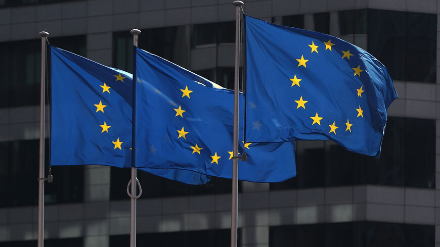 European Union flags fly outside the European Commission headquarters in Brussels, Belgium, April 10, 2019. REUTERS/Yves Herman