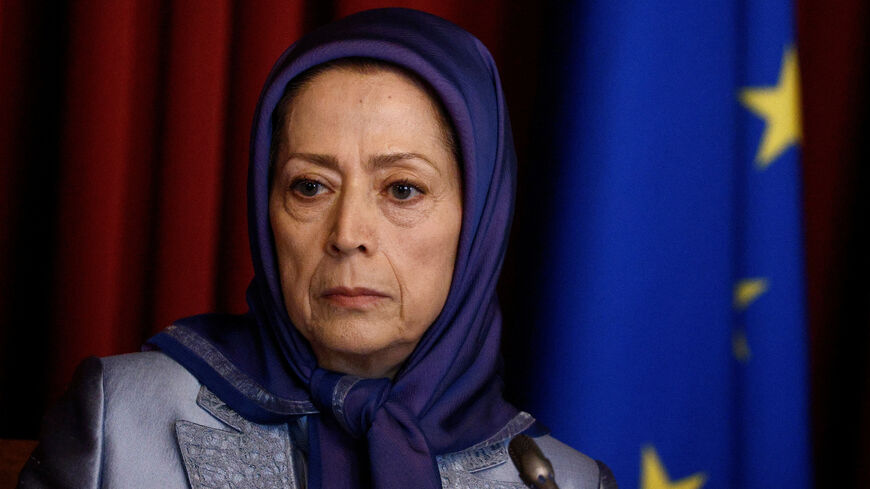Leader of People's Mujahedin of Iran (MeK) and president of National Council of Resistance of Iran (NCRI) Maryam Rajavi takes part in a meeting with Italian MPs, in Rome, Italy, July 12, 2023. REUTERS/Guglielmo Mangiapane