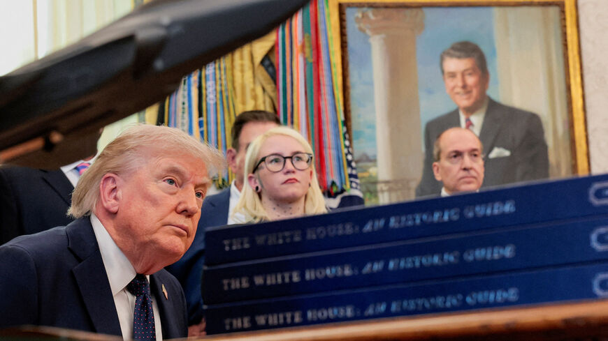 U.S. President Donald Trump participates in a healthcare affordability event in the Oval Office at the White House in Washington, D.C., U.S., April 23, 2026. REUTERS/Kylie Cooper