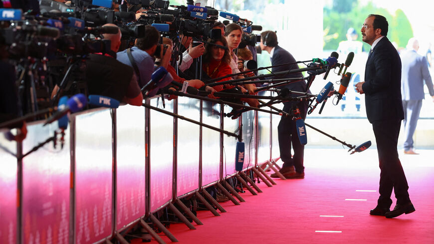 Cyprus President Nikos Christodoulides addresses the media on the day of a summit of the European Union and regional partners' leaders in Nicosia (Lefkosia), Cyprus, April 24, 2026. REUTERS/Yves Herman/Pool