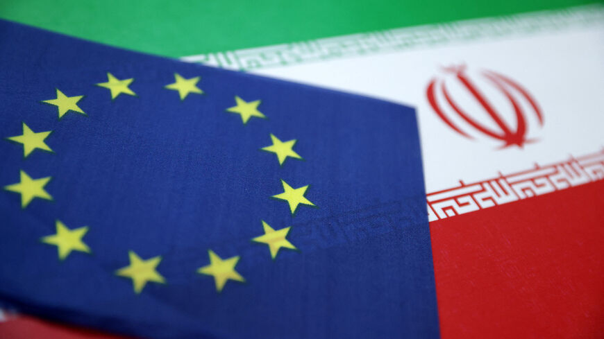 European Union and Iran flags are seen in this illustration taken June 18, 2025. REUTERS/Dado Ruvic/Illustration/File Photo