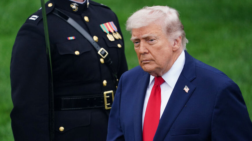 U.S. President Donald Trump attends an arrival ceremony for Britain's King Charles and Queen Camilla on the South Lawn of the White House in Washington, D.C., U.S., April 28, 2026. REUTERS/Nathan Howard