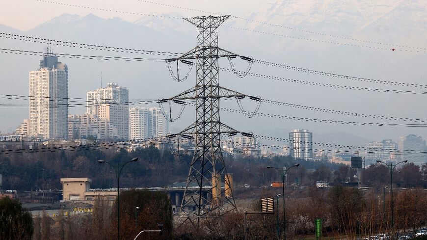 An electricity transmission tower in Tehran 