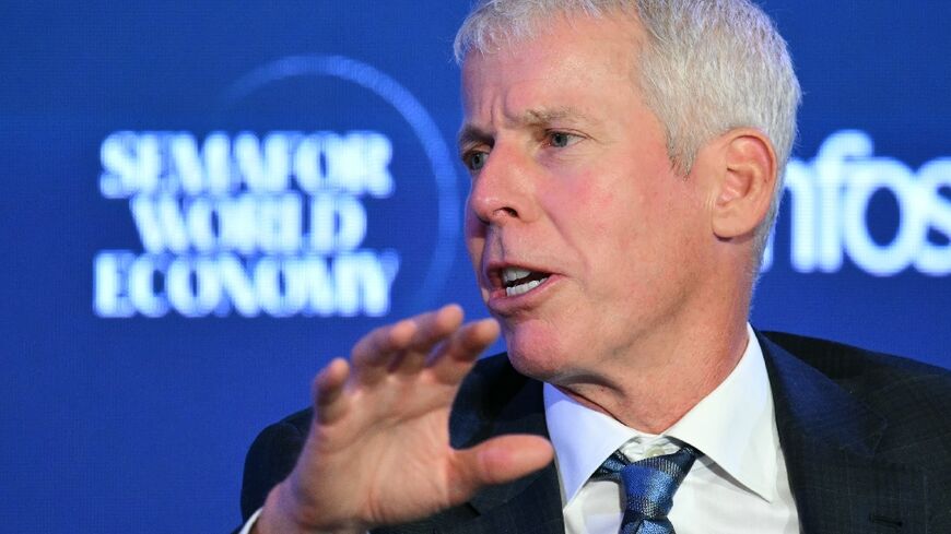 US Energy Secretary Chris Wright, pictured at a speaking event in Washington on April 13 2026, acknowledged that he was "speculating"