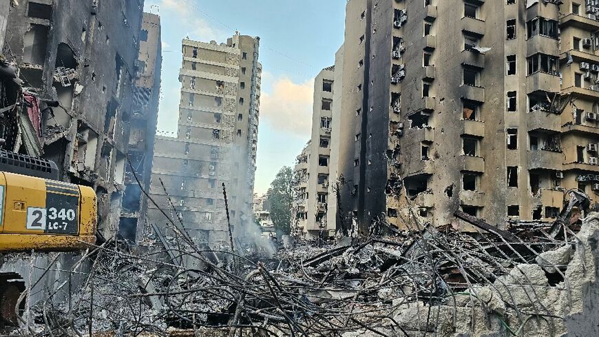 Aftermath of an Israeli strike in southern Beirut on April 9, 2026