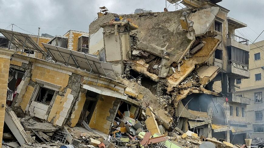 A collapsed building  following Israeli bombardment in southern Lebanon